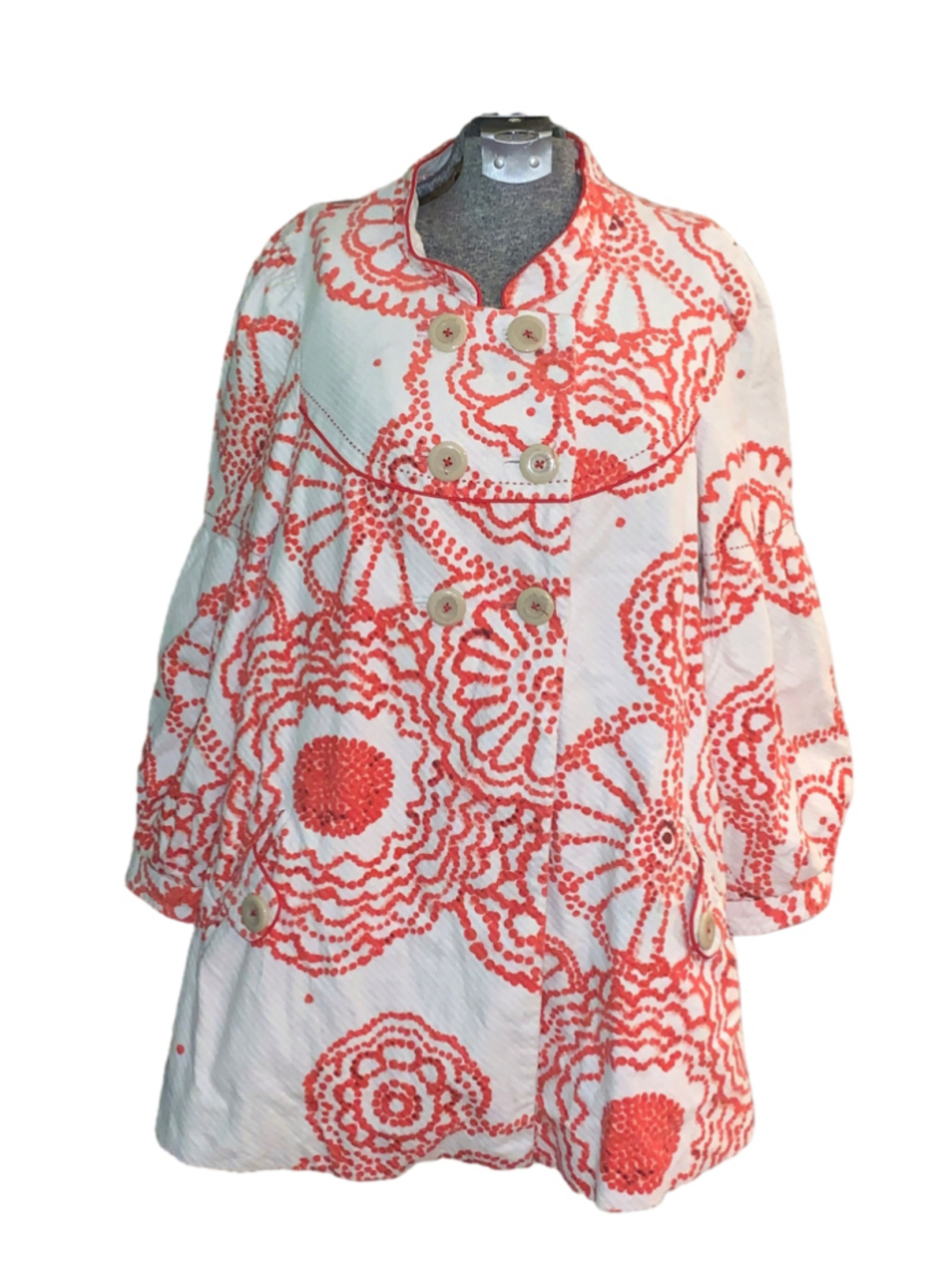 Women's Anthropologie elevenses White & Orange Floral Jacket Size 12
